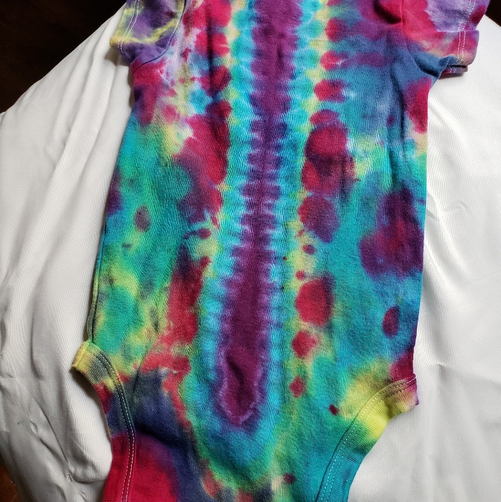 Handmade 12 month old tie dyed onesie